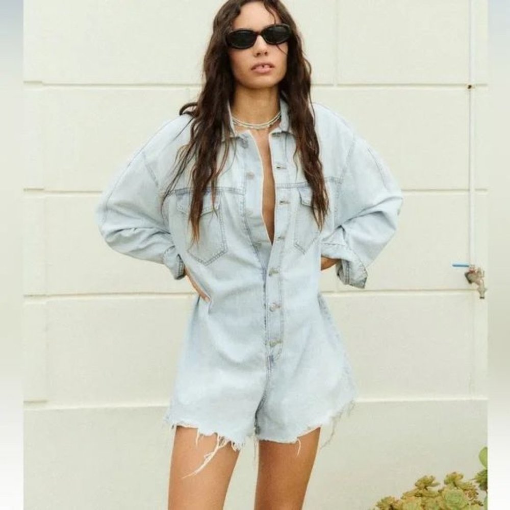 ZARA TRF DENIM SHORT JUMPSUIT